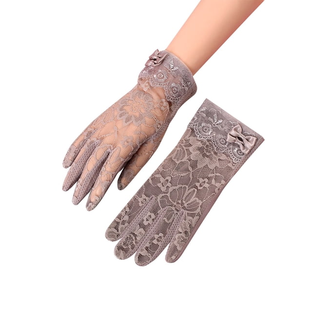 AWZXDE Black Gloves Womens Short Lace Breathable Riding Sunscreen Wedding Gloves Ice Silk