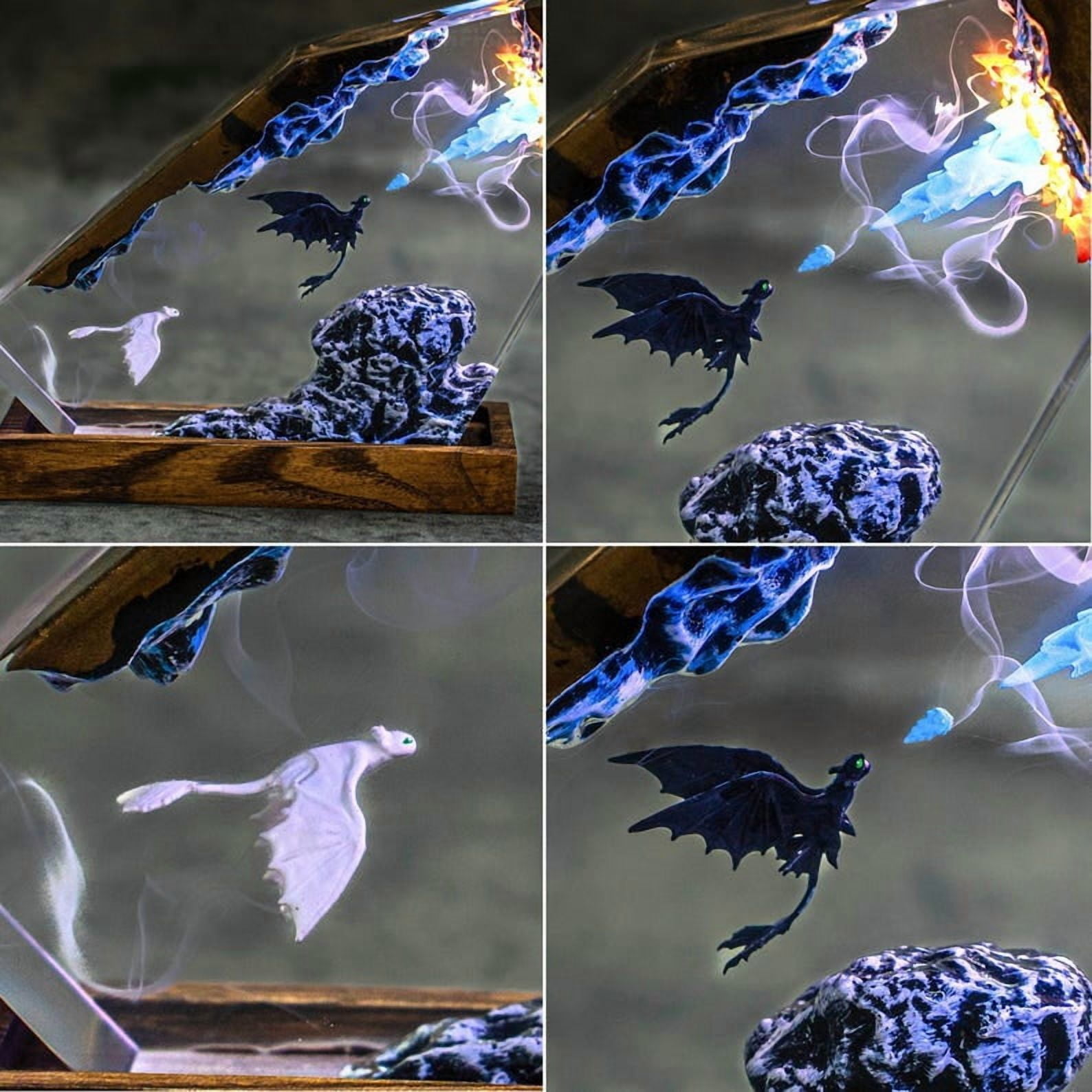 Toothless & Light Fury Resin Lamp | How to Train Your Dragon Night Light | Mother’s Day Gift for Mom | Dragon Night Lamp | Romantic Epoxy Resin Lamp