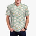 thumbnail image 3 of Balery Daisies Flowers Printed Men’s Short Sleeve Polo Shirt, Midweight Men's Shirt,Golf Polo shirts -3X-Large, 3 of 9