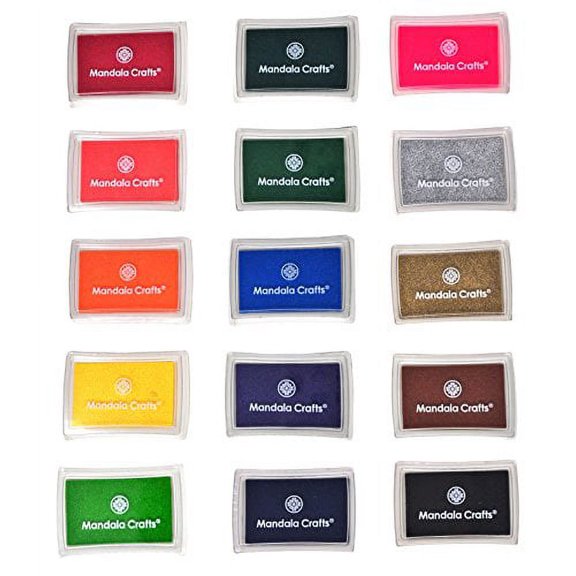 Mandala Crafts 15 Colors Assorted Kids Ink Pads Set for Rubber Stamps Scrapbooking Fingerprinting Card Making (15 Pads)