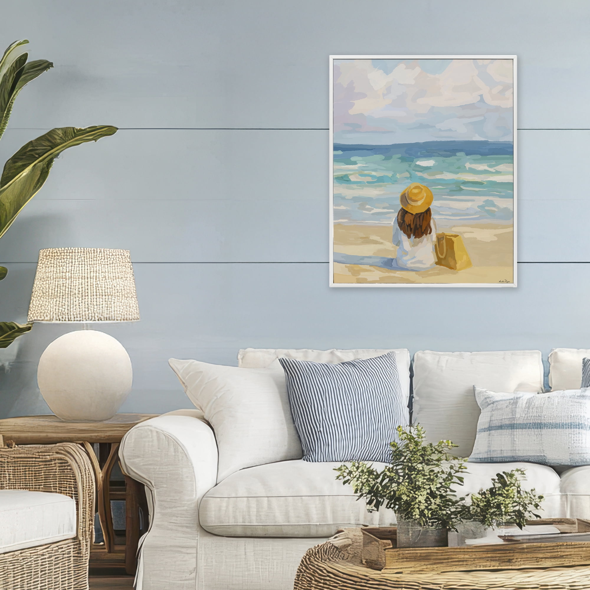 Stupell Industries Peaceful At The Beach White Framed Giclee Art, design by Amelia Noyes