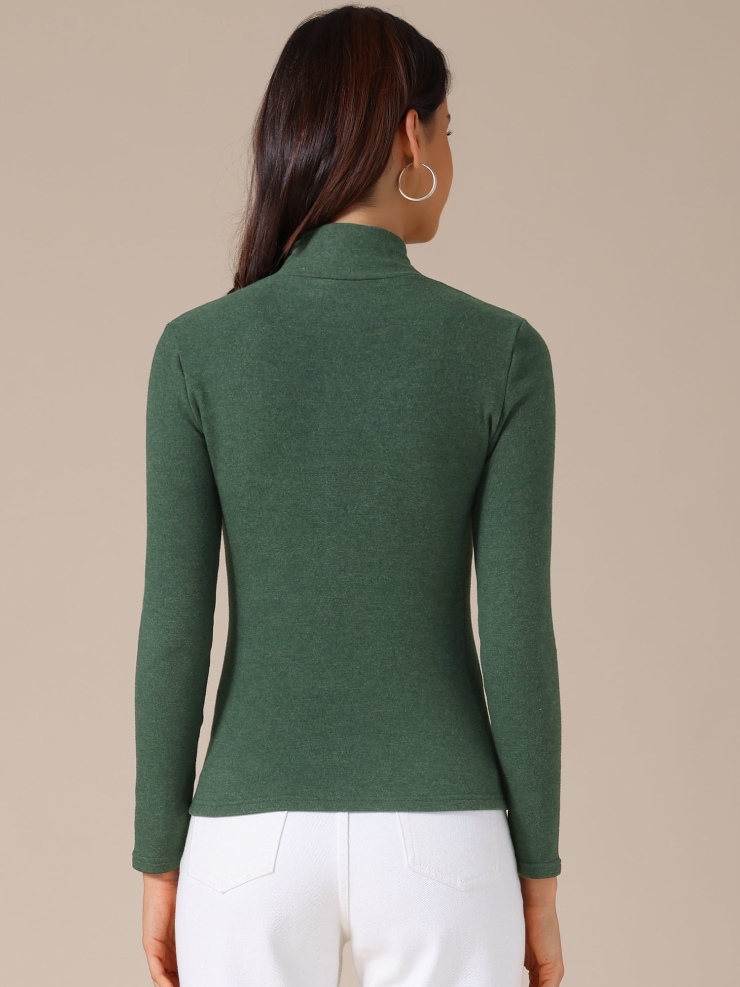 DARING DIVA Women's Basic Long Sleeve Solid Color Thermal Shirts XL Dark Green