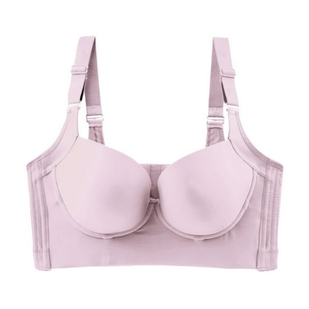 

Spdoo Women s Full-cup Oversized Lingerie Women s Underwire-less Gathered on Retractable Breast-adjusted Bra Pink 42CDE