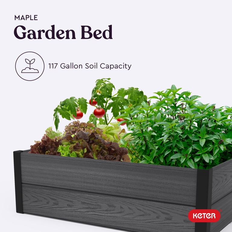 Keter 48" Wood Look Raised Garden Bed, Square Grey photo 7