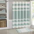 thumbnail image 5 of Park 72"x72" Pieced Aqua Shower Curtain, 20x30 Reversible Aqua Cotton Bath Rug Bundle, 5 of 13