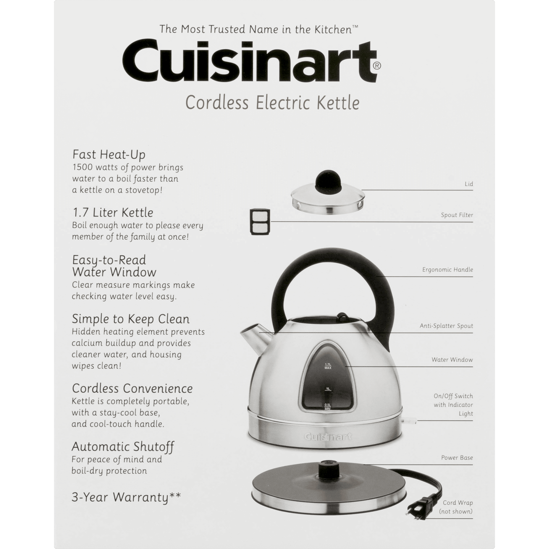 Cuisinart® Cordless Electric Stainless Steel Kettle
