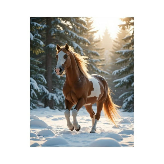 Paint by Numbers Kit for Adults, Horse Running Through Snow Forest Paint by Numbers, Easy Paint by Numbers Kit for Adults Beginner, DIY Adult Paint by Number Kits on Canvas, 12x16in Home Decor