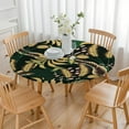 thumbnail image 3 of Aloha Round Fitted Tablecloth Tropical Leaf Design Windproof & Spill-Proof Cover for Outdoor Dining, 3 of 5
