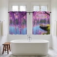 thumbnail image 4 of Spring Flowers Kitchen Curtains 54 Inch Length, Purple Vine Lake Boat Grass Vintage Oil Painting Tiers Curtains for Bathroom Bedroom Cafe, Light Filtering Window Treatment Drapes 2 Panels 42"Wx54"L, 4 of 8