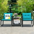 thumbnail image 2 of Patiojoy 3PCS Patio Rattan Wicker Chair Table Set Wicker Rattan Furniture Blue, 2 of 6