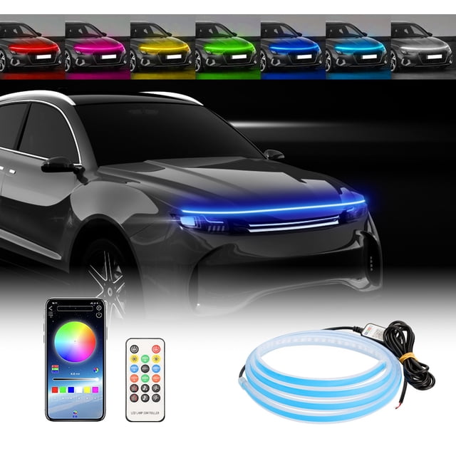 XWSHYW Otros Accesorios Exteriores Luce Exteriores y Automóviles, Tiras y Tapas de Automóviles 59/71 Pulgadas y Dreamcolor Chasing, Tira de Luces Led de Circulación Diurna, Aplicación Inalámbrica y C