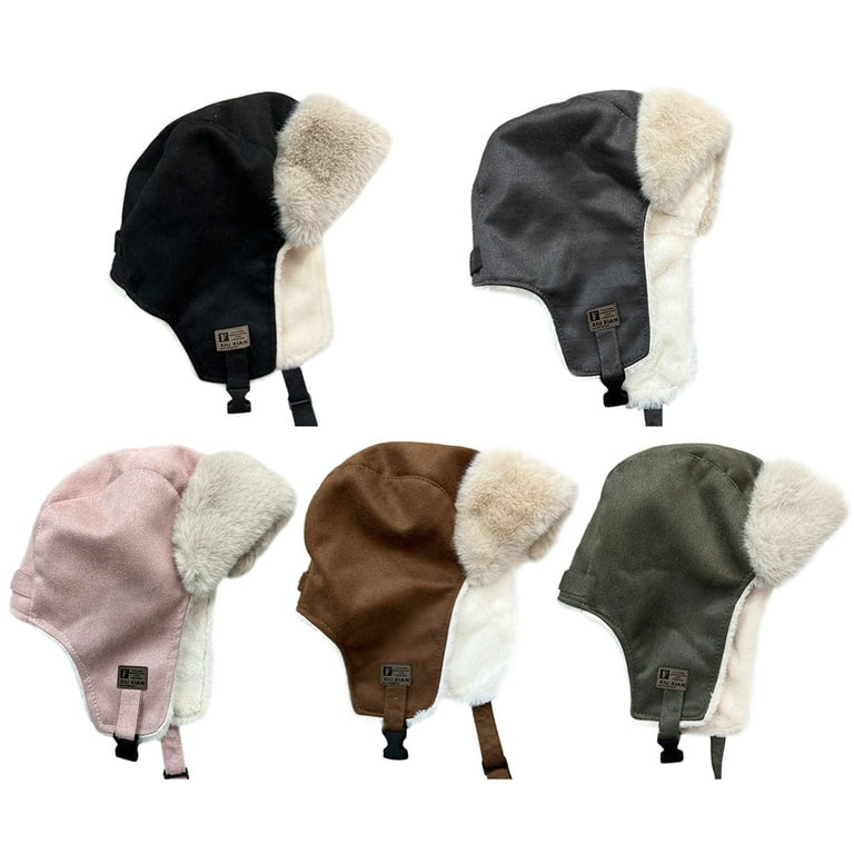 Trapper Hat, Suede Plush Bomber Hat Fleece Brim Cycling Hat Men's