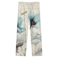 thumbnail image 4 of Fall Farm Teal Flower Oil Painting Art Winter Female Pants Flannel High Waist Women Pants Lady Warm Straight Leg Plush Trousers, 4 of 7