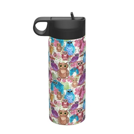 

Tideii Watercolor Owl for 18OZ Insulated Space Bottle Stainless Steel Water Cup with Straw Suitable for Outdoor Sports Unisex