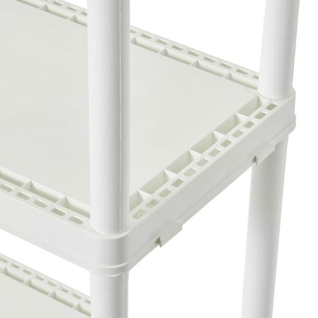 Gracious Living - Easily Assembled Light Duty Solid Plastic Shelving Unit - White