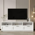 thumbnail image 2 of Modern TV Stand, Minimalist TV Cabinet with 3 Open Shelves & 3 Drawers, Wood Media Console Table Entertainment Center for TVs up to 80", Open Locker TV Console Cabinet for Living Room Bedroom, White, 2 of 8