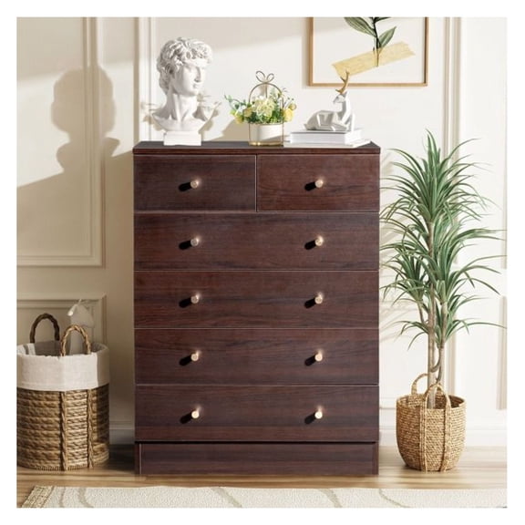 Modern Simple 6-Drawer Dresser Brown as picture