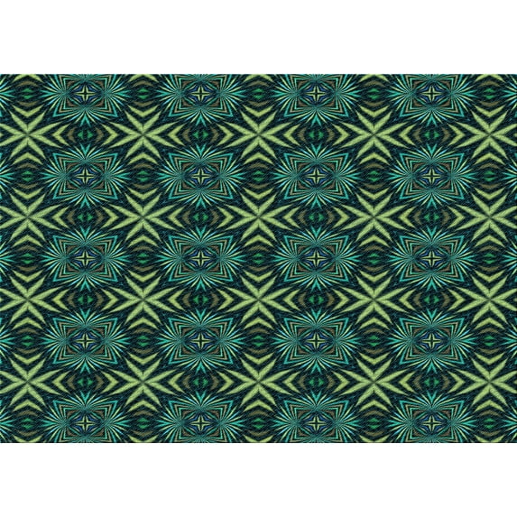 Ahgly Company Indoor Rectangle Patterned Deep Teal Green Area Rugs, 7' x 9'