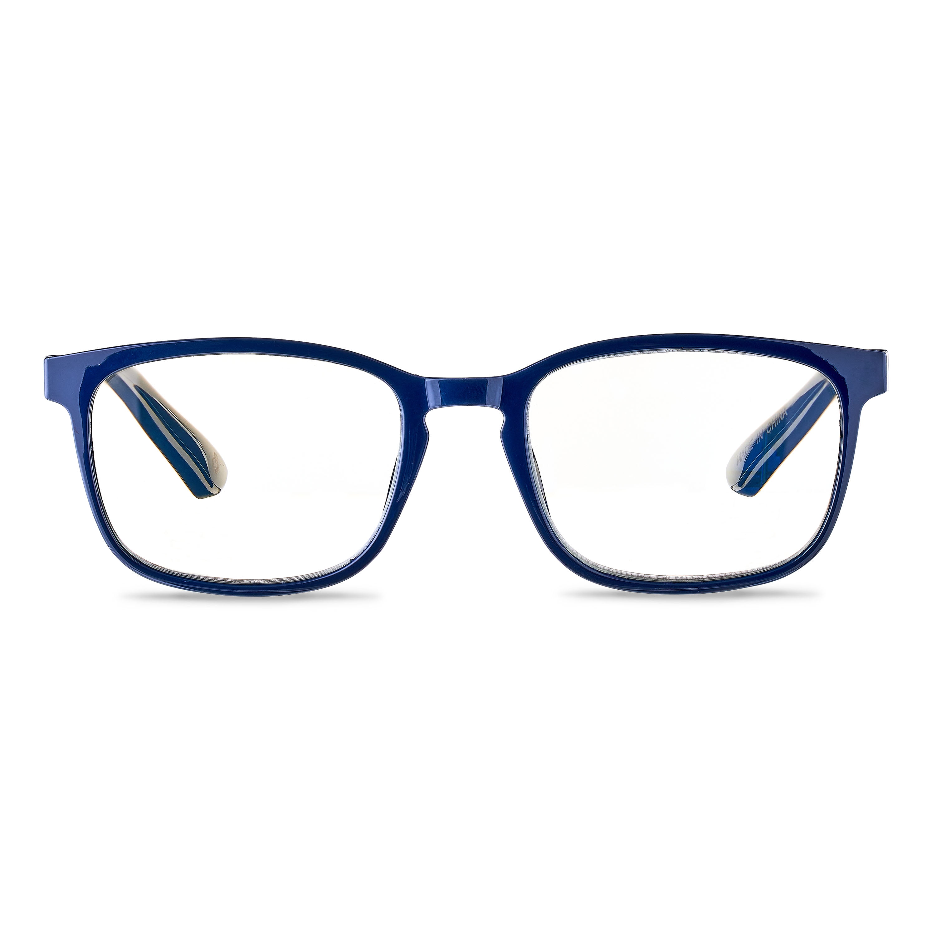 (2 pack) Equate Unisex Pike Bluelight Rectangular Reading Glasses with Case, Dark Grey Blue, +2.00