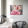 thumbnail image 3 of COMIO  Pink Rose Flower Wall Art Paintings Floral with Butterfly Prints on Grey Canvas Picture Wall Decoration Trendy Gold and Pink Bathroom Bedroom Decor Artwork, 3 of 4