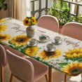 thumbnail image 3 of Sunflower Table Cloths for 8 Foot Rectangle Tables, Yellow Floral Farmhouse Botanical Vintage Art Patio Waterproof Elastic Fitted Tablecloths, Washable Rectangular Table Cover for Camping, 3 of 8