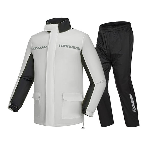Traje de lluvia con espacio para mochila para hombre, reflectante, ligero y resistente a la lluvia. Gris