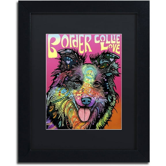 Trademark Fine Art 'Border Collie Luv' Canvas Art by Dean Russo, Black Matte, Black Frame