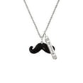 thumbnail image 2 of Delight Jewelry Silvertone Large Black Enamel Mustache Silvertone Be Strong and Courageous Bar Charm Necklace, 23", 2 of 4