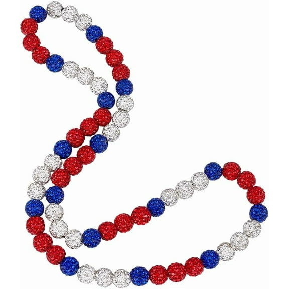 23.6 Inch Baseball Necklace Beaded Rhinestone Drip Bling Softball Necklace Sparkling 10mm Clay Beads Necklace Cool Chains for Men Athletes Team Gift diy