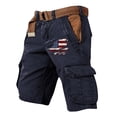 thumbnail image 2 of Cleanrance! Bxzhiri Cargo Shorts for Men Trendy Low Rise Summer Independence Day Brown Outdoor Patch Pocket Sports Shorts S-5XL, 2 of 4