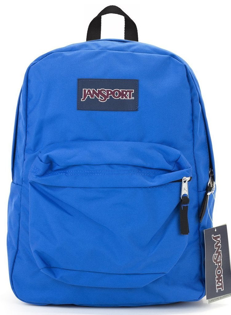 bright blue jansport backpack