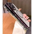 thumbnail image 5 of Design for iPhone 14 Case Compatible with Magsafe,Bling Rhinestones Glitter Clear Case Magnetic with Camera Lens Cover Protective Slim Phone Cover (6.1 inch)-Black, 5 of 7