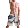 thumbnail image 5 of Dailycode Men's Quick Dry Swim Trunks Beach Shorts Casual Summer Board Shorts with Pockets, White House and American Flag, 5 of 8