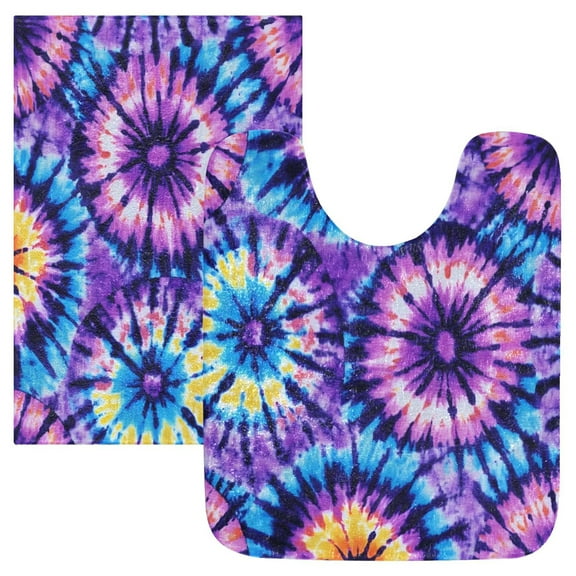 Ryvnso Art Tie Dye Purple Bathroom Shaggy Rugs Toilet Mat Soft Contour Rug