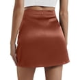 thumbnail image 2 of HNMKIU Satin Skirt for Women High Waisted A Line Mini Skirt with Zipper Lined Casual Plus Size Skirt Bronze,XXL, 2 of 8