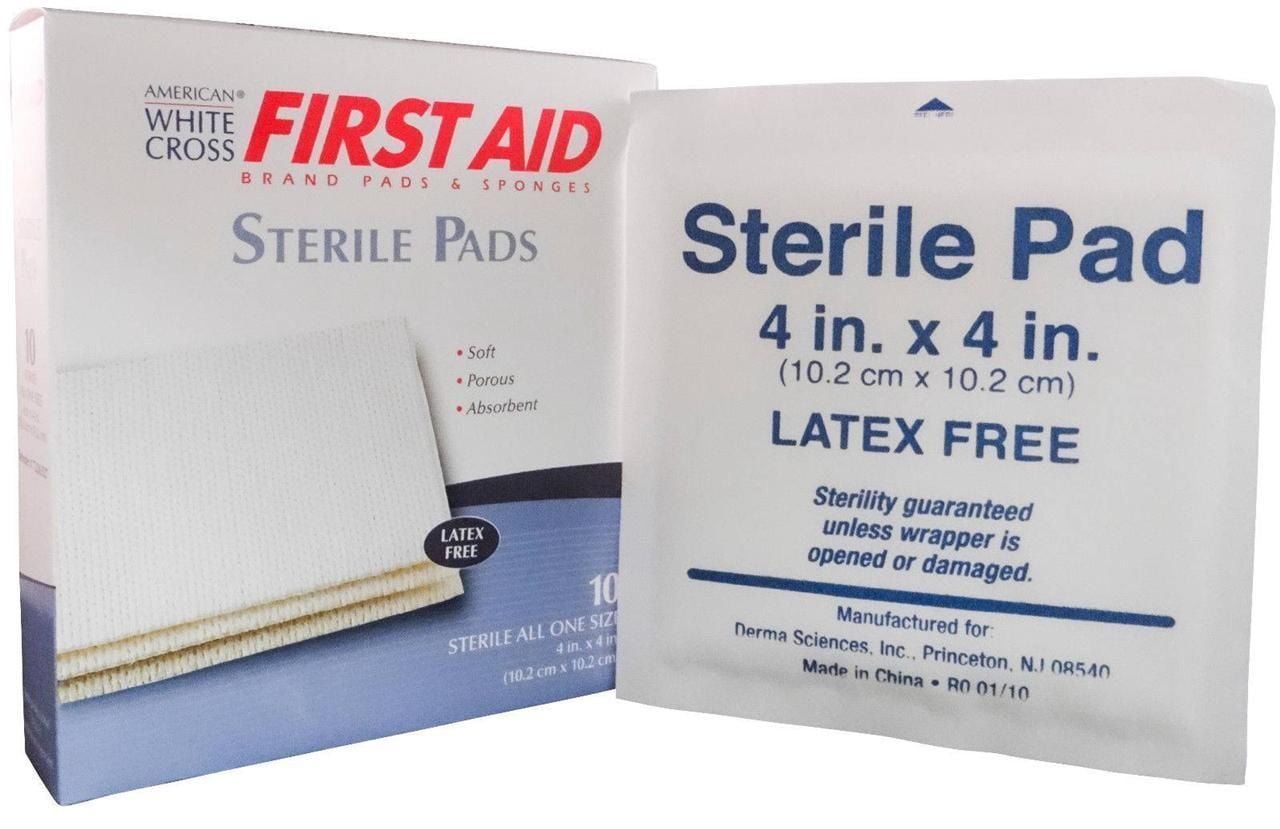 Sterile Gauze Pads American White Cross Latex Free 4" x 4" 1 Box 25