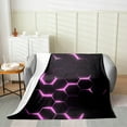 thumbnail image 2 of Erosebridal Neon Honeycomb Flannel Blanket, Geometric Sherpa Throw, Modern Abstract Decor, 2 of 7
