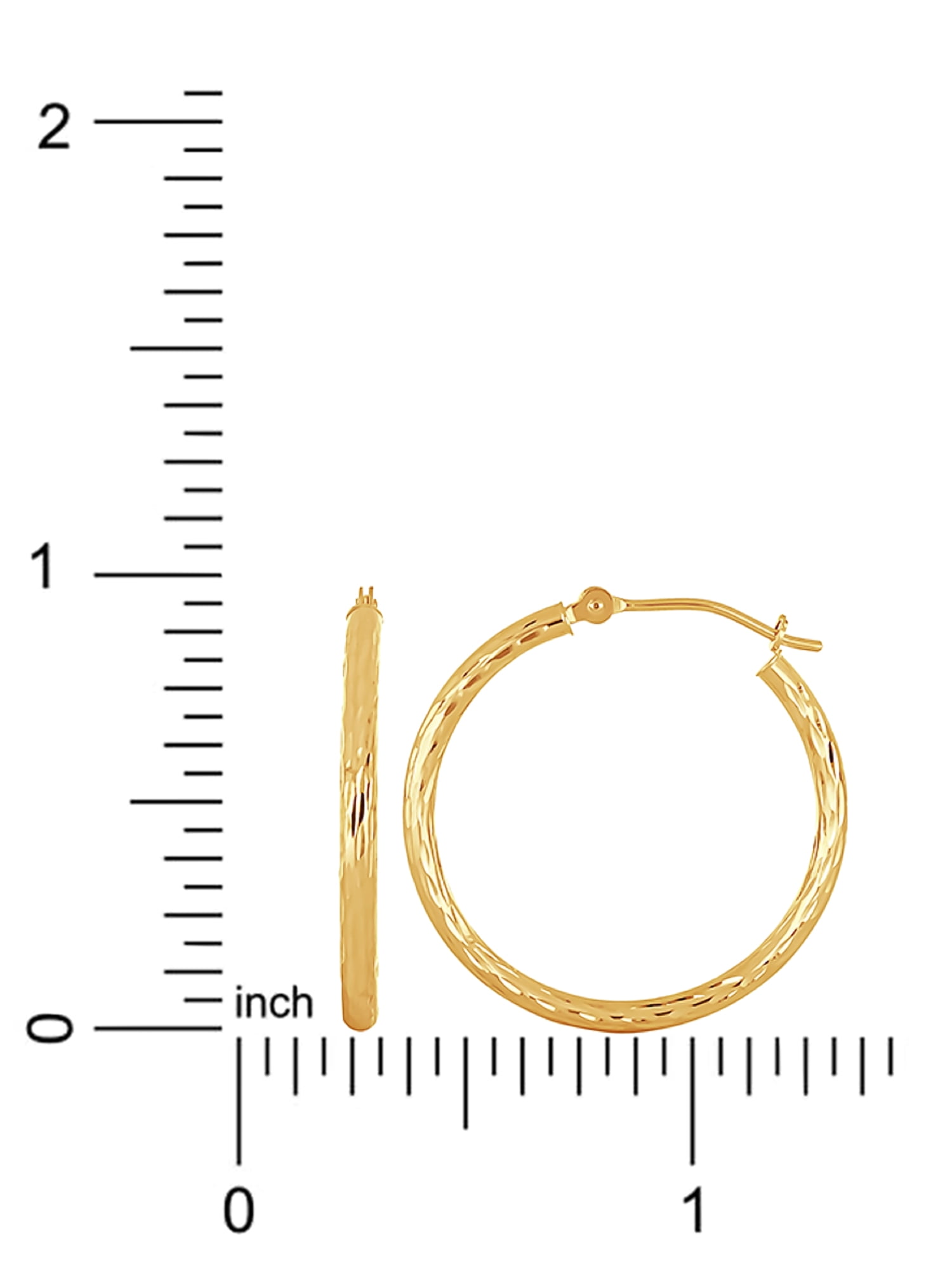 Brilliance Fine Women's Diamond Cut Tube Hoop Earrings in 14K Yellow Gold