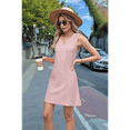 thumbnail image 5 of Ladies Solid Color Sleeveless V-Neck Pocket Dress Pink L, 5 of 7