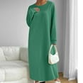 thumbnail image 2 of Beach Dresses for Women Plus Size Solid Color Long Sleeved Round Neck Sweatshirt Dress Long Skirt Loose Flowy Beach Sundress, 2 of 6