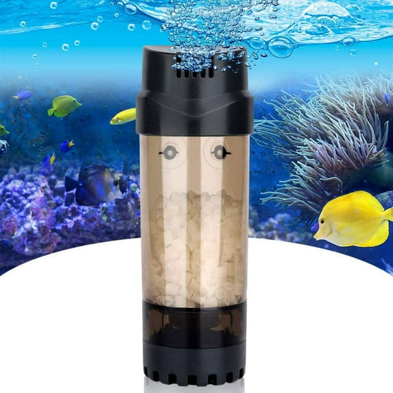 AQQA Fluidized Moving Bed Filter, Bubble Bio Media Reactor for Aquarium Fish Tank, Air Stone&Sponge Filter Included, L