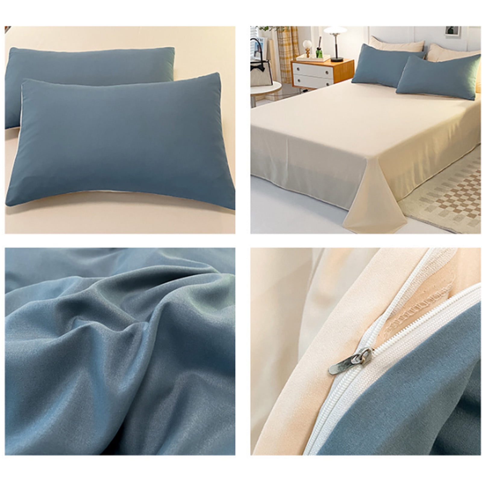 4 Piece Bed Sheets 71x87in Bedding Set with Duvet Cover Fitted Sheet 2 Pillowcases Soft Washed Polyester Wrinkle Free Easy Care by PALIFEUR