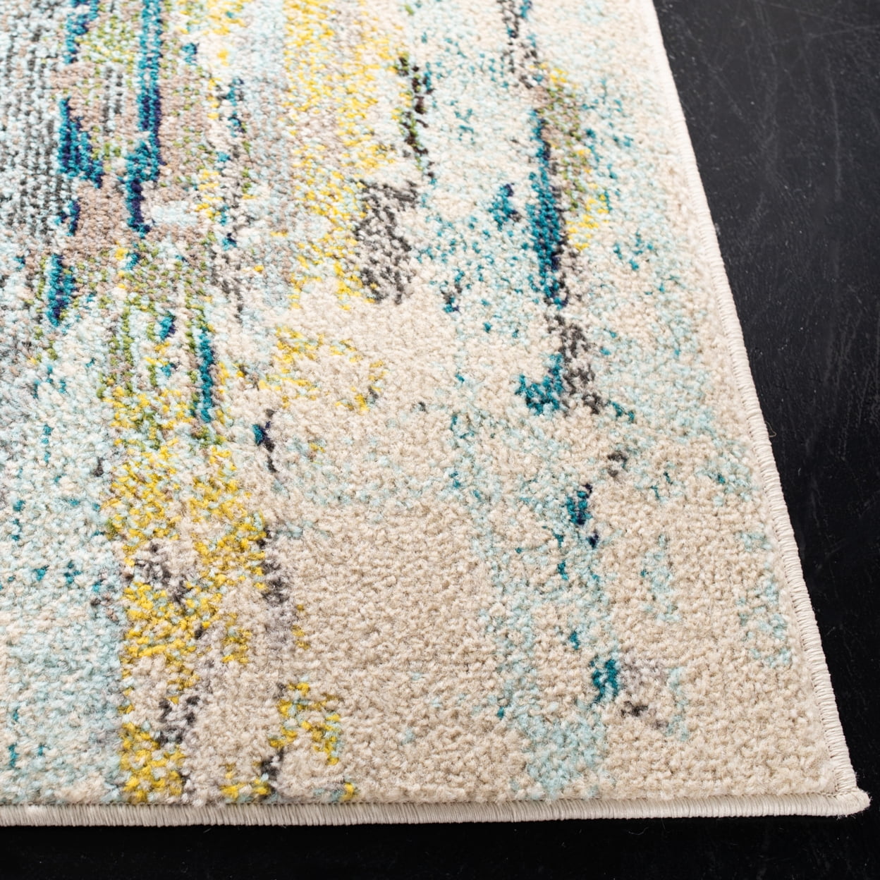SAFAVIEH Madison Marais Distressed Abstract Runner Rug, Beige/Olive, 2'3" x 8'