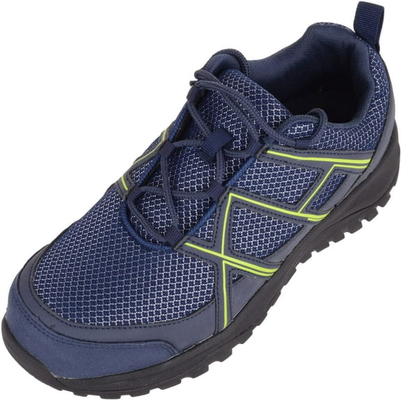 ABSOLUTE FOOTWEAR Mens Slip On Lace Up Mesh Steel Toe Cap Trainer Sneakers Shoes - Navy - US 11