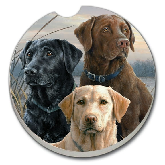 CounterArt "Hunting Dogs" 1 Pack Absorbent Stone Coaster for Vehicle Cup Holder 2.6 Diameter
