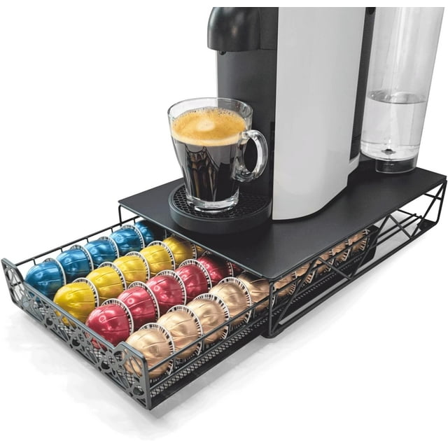 Coffee Pod Kitchen Organizer Storage Drawer Compatible con Tiendas de cajones de vidrio templado 40 cápsulas de café (cápsulas de café NO incluidas)
