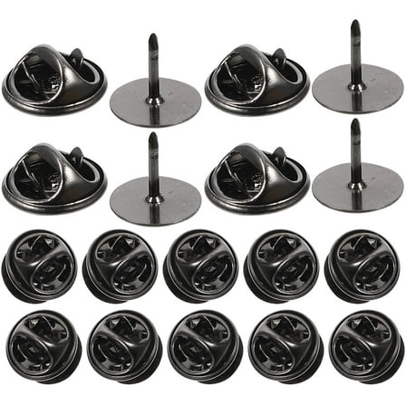 Soimiss 50 Sets of Locking Pin Backs Black Lapel Pin Back for Jewelry Making