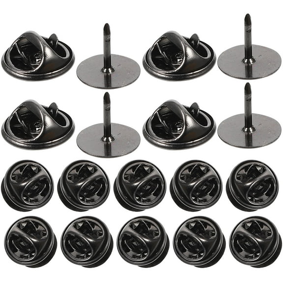 Soimiss 50 Sets of Locking Pin Backs Black Lapel Pin Back for Jewelry Making