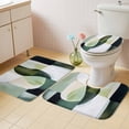 thumbnail image 4 of Abstract Geometric Bathroom Rugs Set Watercolor White Green Blend Non Slip Absorbent Soft Bath Mats 3 Piece Set with Bathroom Rug, U-Shaped Floor Mat, Toilet Seat Cover Small Size, 4 of 9