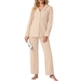 thumbnail image 6 of Cueply Pajamas for Women Set Long Sleeve Knit Button Down Pj Lounge Sets Sleepwear with Drawstring Pockets, 6 of 8